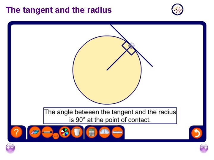 The tangent and the radius The tangent and the radius