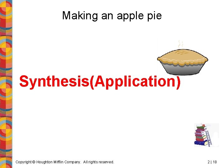 Making an apple pie Synthesis(Application) Copyright © Houghton Mifflin Company. All rights reserved. 2