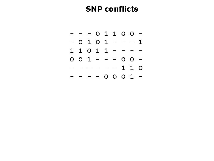 SNP conflicts 1 O - O 1 O - 1 O 1 - O