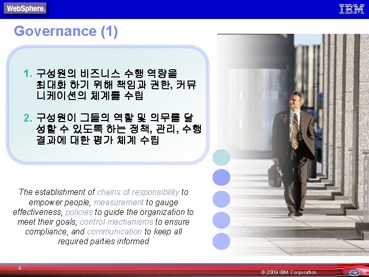 Governance (1) 1. 구성원의 비즈니스 수행 역량을 최대화 하기 위해 책임과 권한, 커뮤 니케이션의