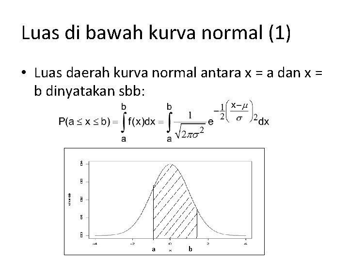Luas di bawah kurva normal (1) • Luas daerah kurva normal antara x =