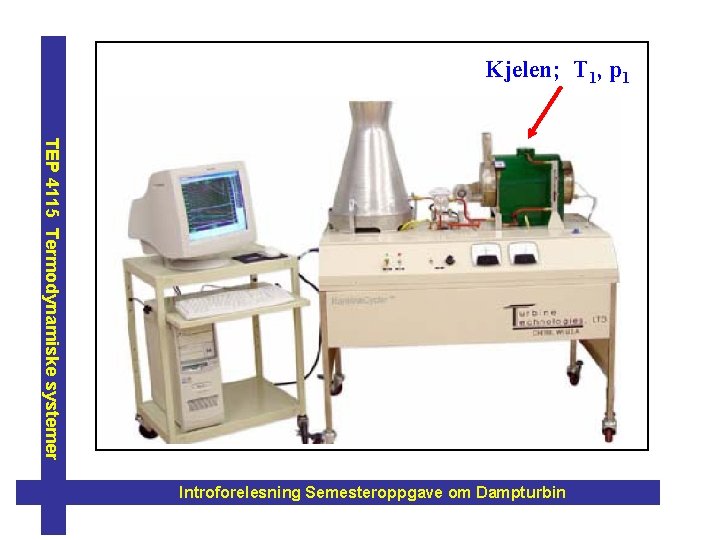 Kjelen; T 1, p 1 TEP 4115 Termodynamiske systemer Introforelesning Semesteroppgave om Dampturbin 