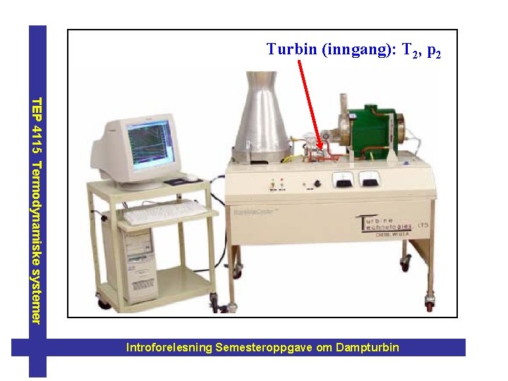 Turbin (inngang): T 2, p 2 TEP 4115 Termodynamiske systemer Introforelesning Semesteroppgave om Dampturbin