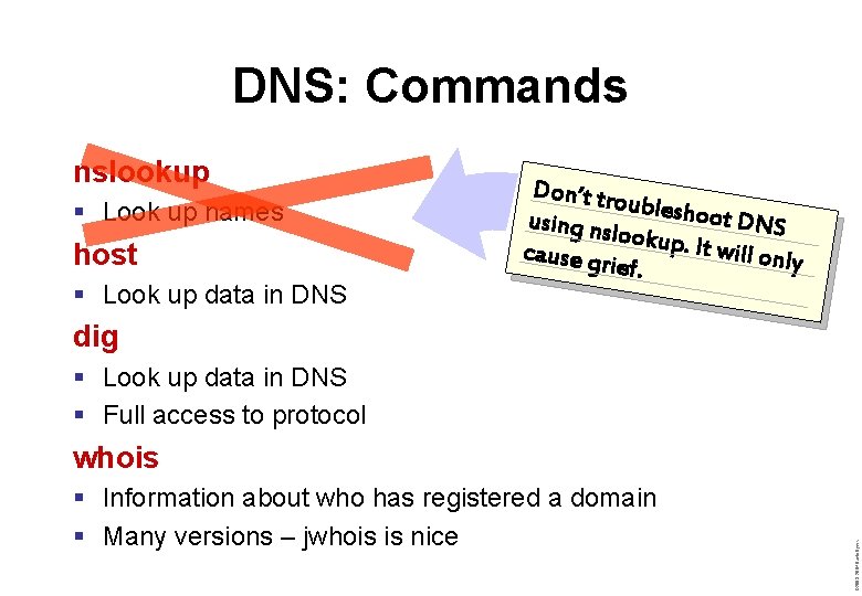 DNS: Commands nslookup § Look up names host § Look up data in DNS