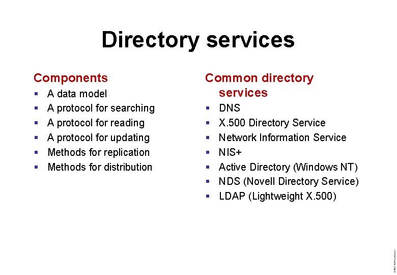 Directory services § § § A data model A protocol for searching A protocol