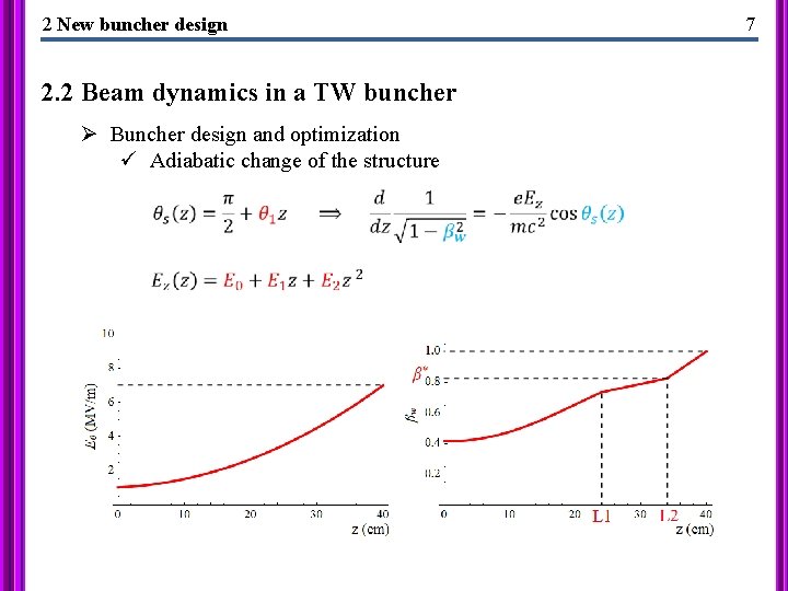 2 New buncher design 2. 2 Beam dynamics in a TW buncher Ø Buncher