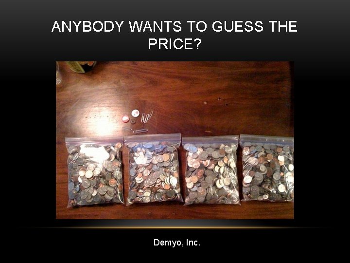 ANYBODY WANTS TO GUESS THE PRICE? Demyo, Inc. 