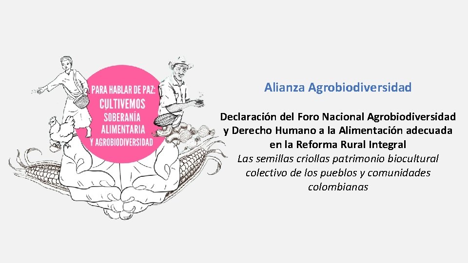 Alianza Agrobiodiversidad Declaración del Foro Nacional Agrobiodiversidad y Derecho Humano a la Alimentación adecuada
