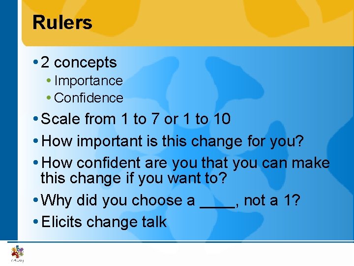 Rulers 2 concepts Importance Confidence Scale from 1 to 7 or 1 to 10