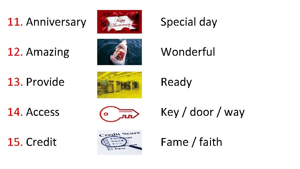 11. Anniversary Special day 12. Amazing Wonderful 13. Provide Ready 14. Access Key /