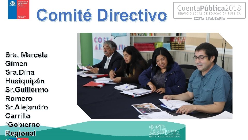 Comité Directivo Sra. Marcela Gimen Sra. Dina Huaiquipán Sr. Guillermo Romero Sr. Alejandro Carrillo