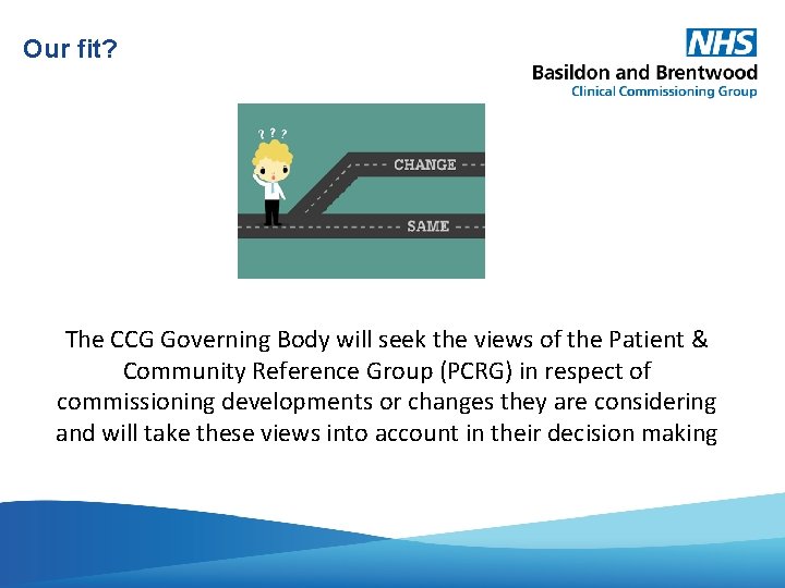 Our fit? The CCG Governing Body will seek the views of the Patient &