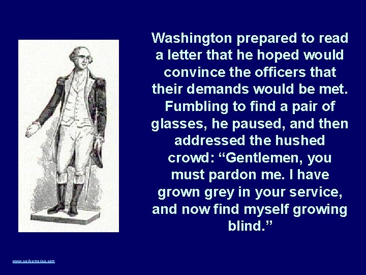 Washington prepared to read a letter that he hoped would convince the officers that