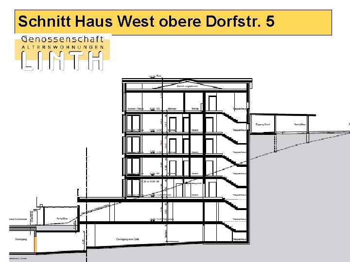 Schnitt Haus West obere Dorfstr. 5 Amden 