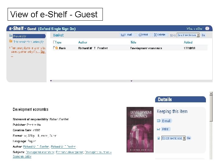 View of e-Shelf - Guest 