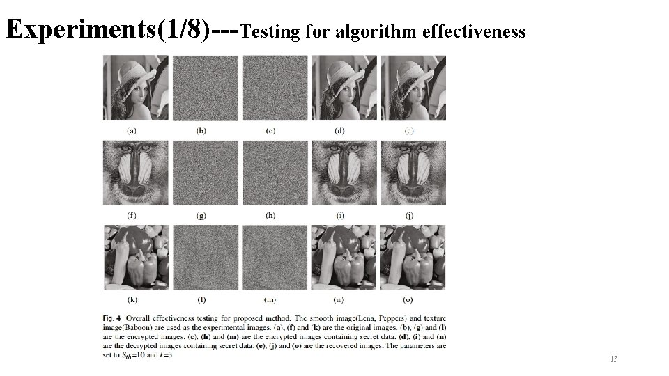 Experiments(1/8)---Testing for algorithm effectiveness 13 