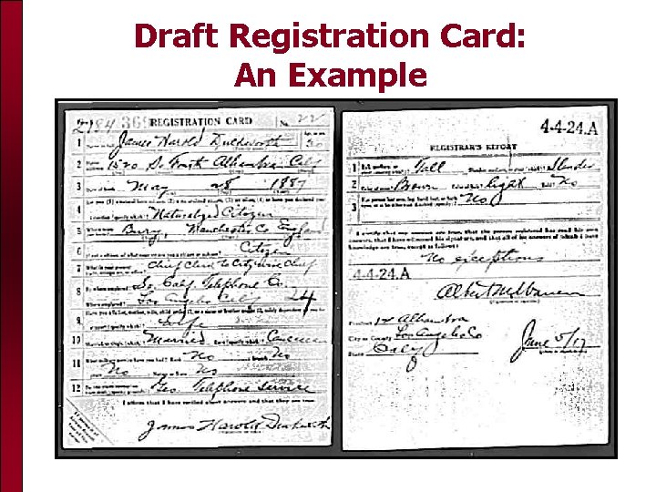 Draft Registration Card: An Example 