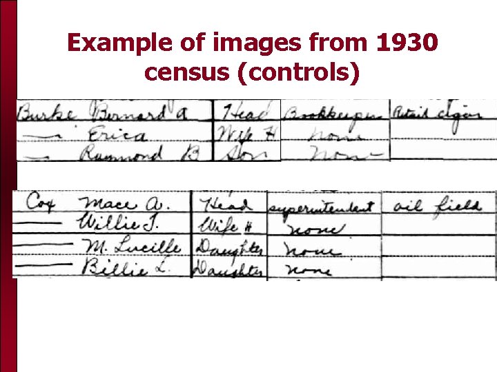 Example of images from 1930 census (controls) 