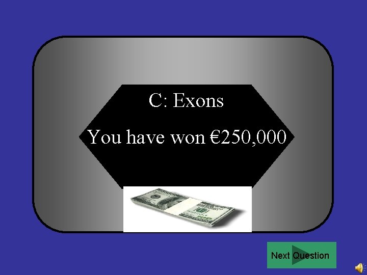 C: Exons You have won € 250, 000 Next Question 
