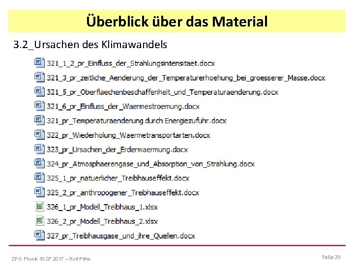 Überblick über das Material 3. 2_Ursachen des Klimawandels ZPG Physik 10. 07. 2017 –