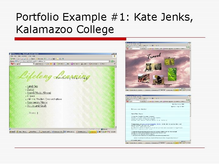 Portfolio Example #1: Kate Jenks, Kalamazoo College 