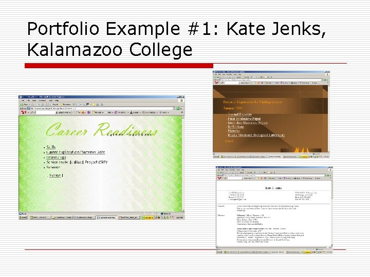Portfolio Example #1: Kate Jenks, Kalamazoo College 