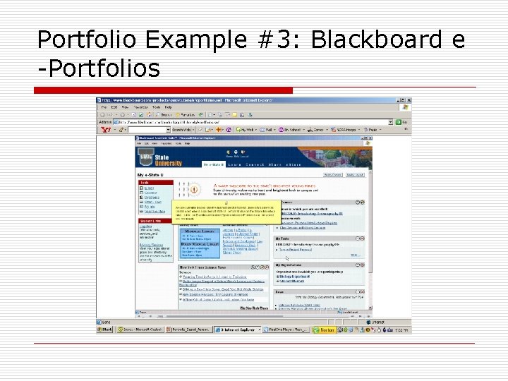 Portfolio Example #3: Blackboard e -Portfolios 