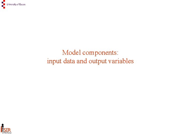Model components: input data and output variables 
