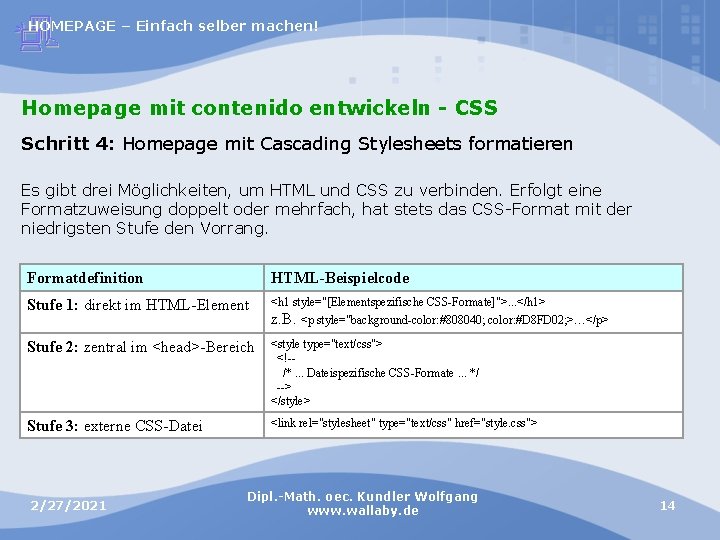 HOMEPAGE – Einfach selber machen! Homepage mit contenido entwickeln - CSS Schritt 4: Homepage