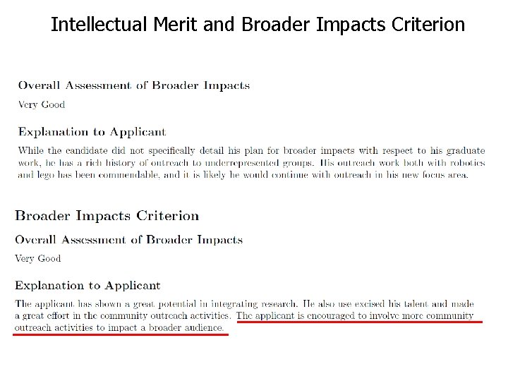 Intellectual Merit and Broader Impacts Criterion 