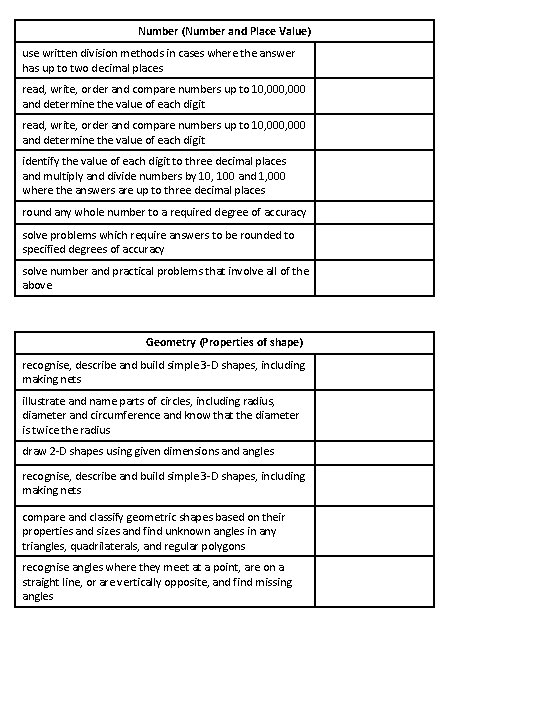 Number (Number and Place Value) use written division methods in cases where the answer