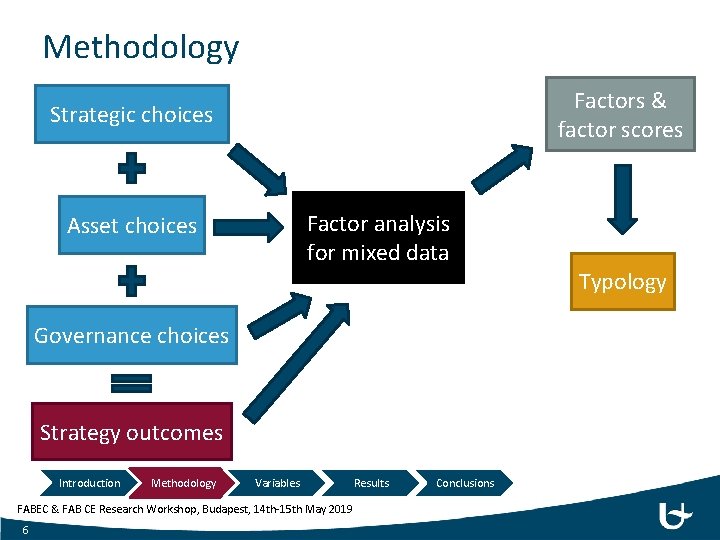 Methodology Factors & factor scores Strategic choices Factor analysis for mixed data Asset choices