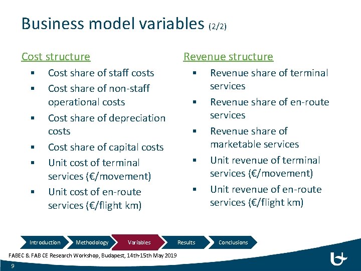 Business model variables (2/2) Cost structure § § § Revenue structure Cost share of
