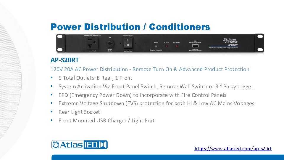 Power Distribution / Conditioners AP-S 20 RT 120 V 20 A AC Power Distribution