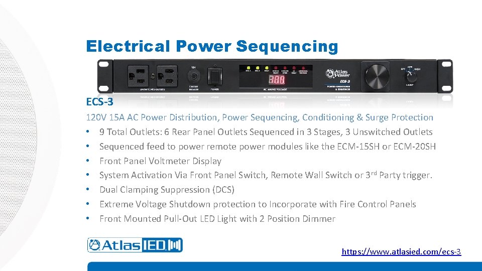 Electrical Power Sequencing ECS-3 120 V 15 A AC Power Distribution, Power Sequencing, Conditioning
