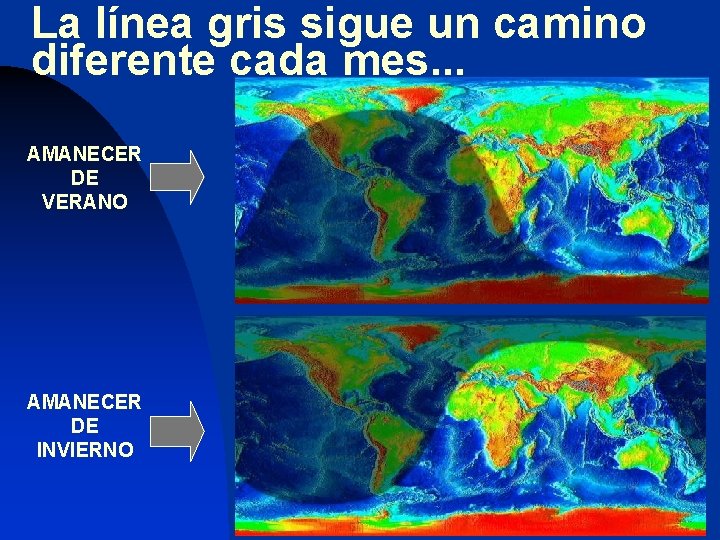 La línea gris sigue un camino diferente cada mes. . . AMANECER DE VERANO