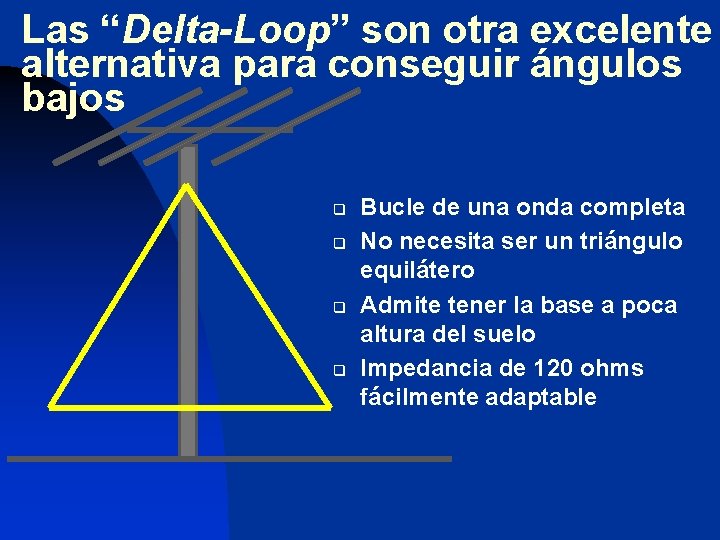 Las “Delta-Loop” son otra excelente alternativa para conseguir ángulos bajos q q Bucle de