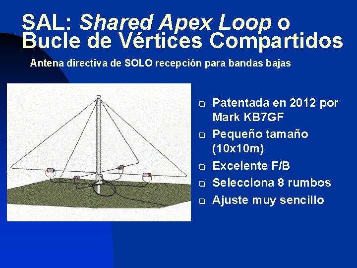 SAL: Shared Apex Loop o Bucle de Vértices Compartidos Antena directiva de SOLO recepción