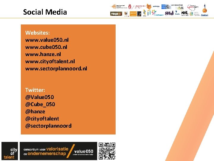 Social Media Websites: www. value 050. nl www. cube 050. nl www. hanze. nl