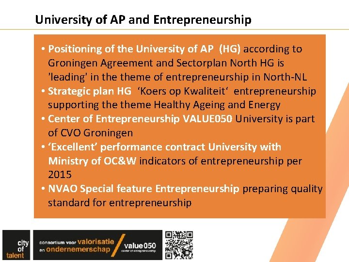 University of AP and Entrepreneurship • Positioning of the University of AP (HG) according