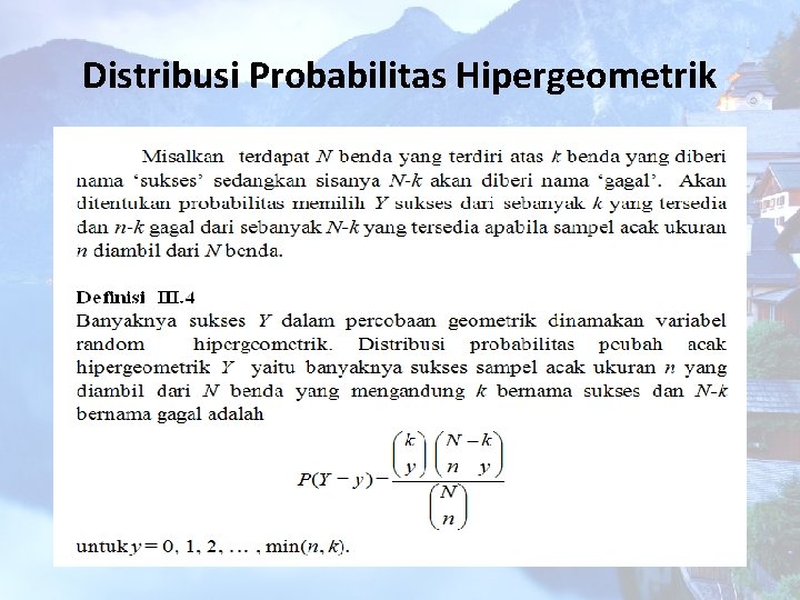 Distribusi Probabilitas Hipergeometrik 