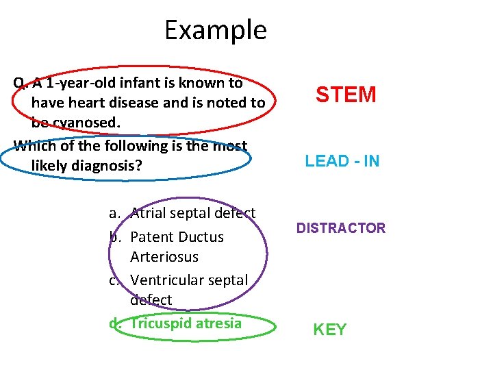 Example Q. A 1 -year-old infant is known to have heart disease and is