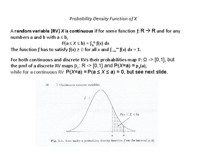 Probability Density Function of X A random variable (RV) X is continuous if for