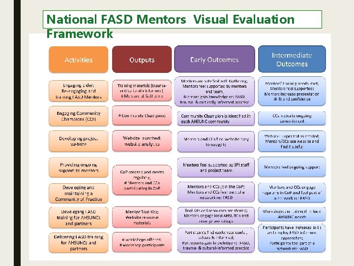 National FASD Mentors Visual Evaluation Framework 