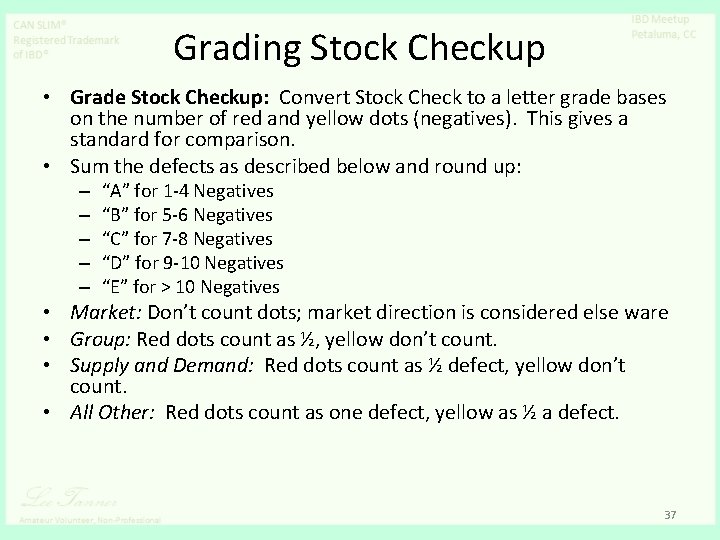 Grading Stock Checkup • Grade Stock Checkup: Convert Stock Check to a letter grade