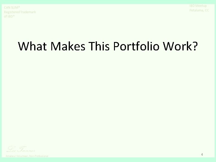 What Makes This Portfolio Work? 4 