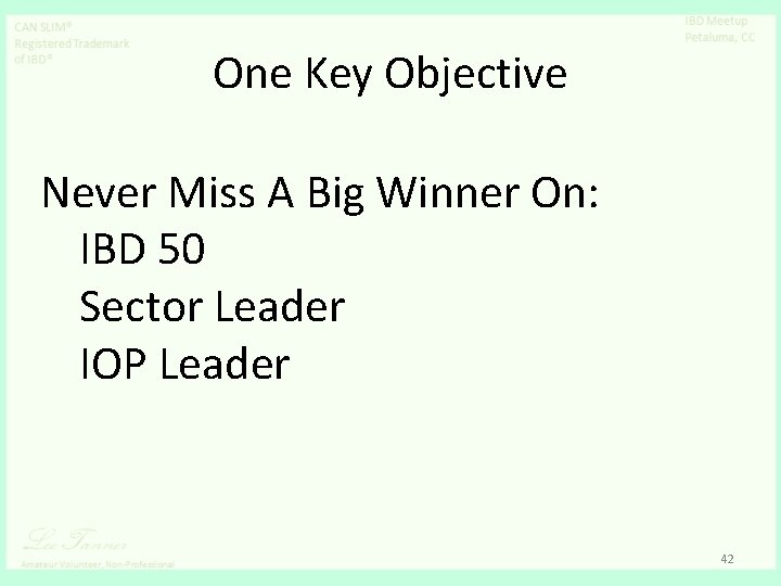 One Key Objective Never Miss A Big Winner On: IBD 50 Sector Leader IOP