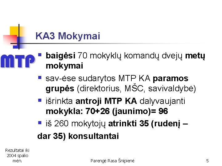 KA 3 Mokymai § baigėsi 70 mokyklų komandų dvejų metų mokymai § sav-ėse sudarytos