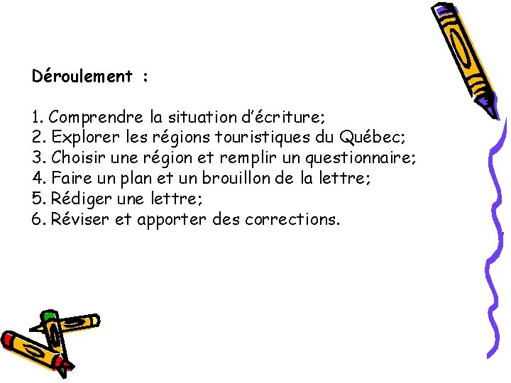 Déroulement : 1. Comprendre la situation d’écriture; 2. Explorer les régions touristiques du Québec;