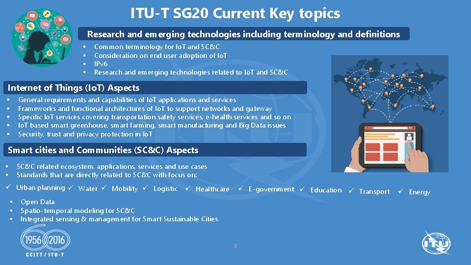 ITU-T SG 20 Current Key topics Research and emerging technologies including terminology and definitions